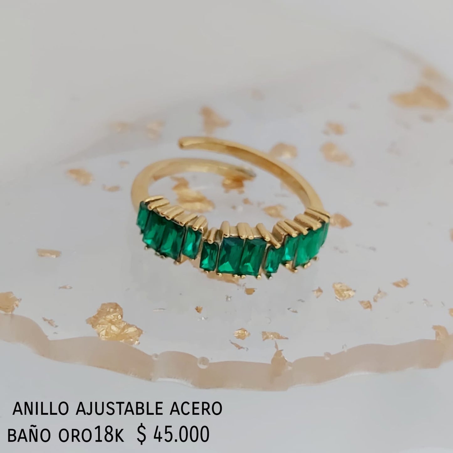 Anillo ajustable acero inox baño oro18k