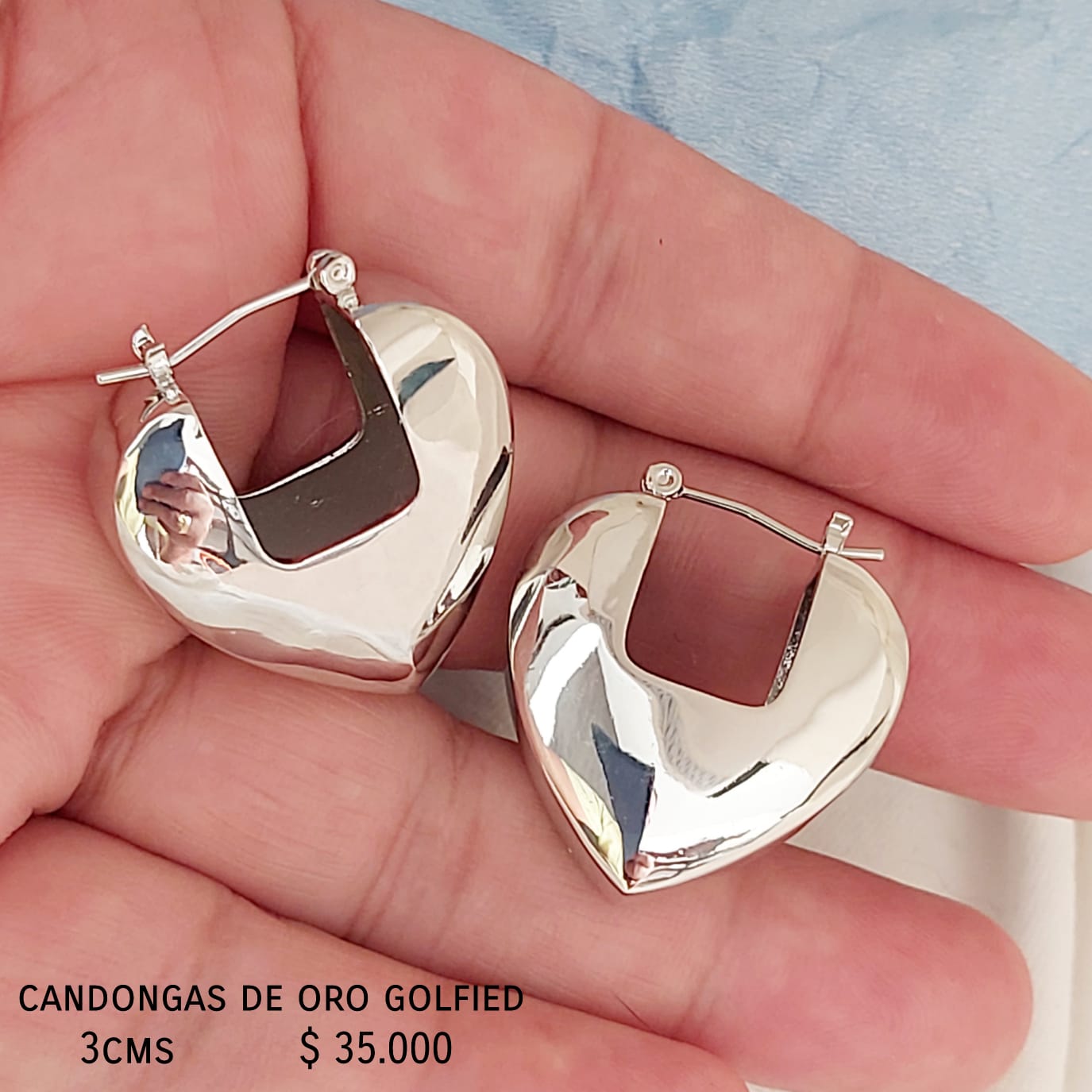 Candongas de oro golfield rodinado 3cms