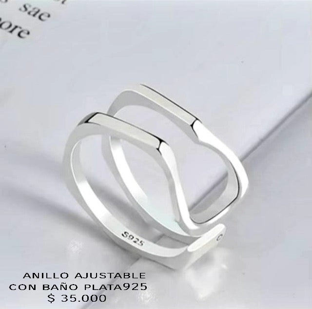 Anillo ajustable con baño de plata925