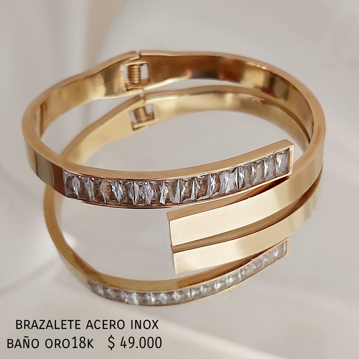 Brazalete acero inox baño oro18k