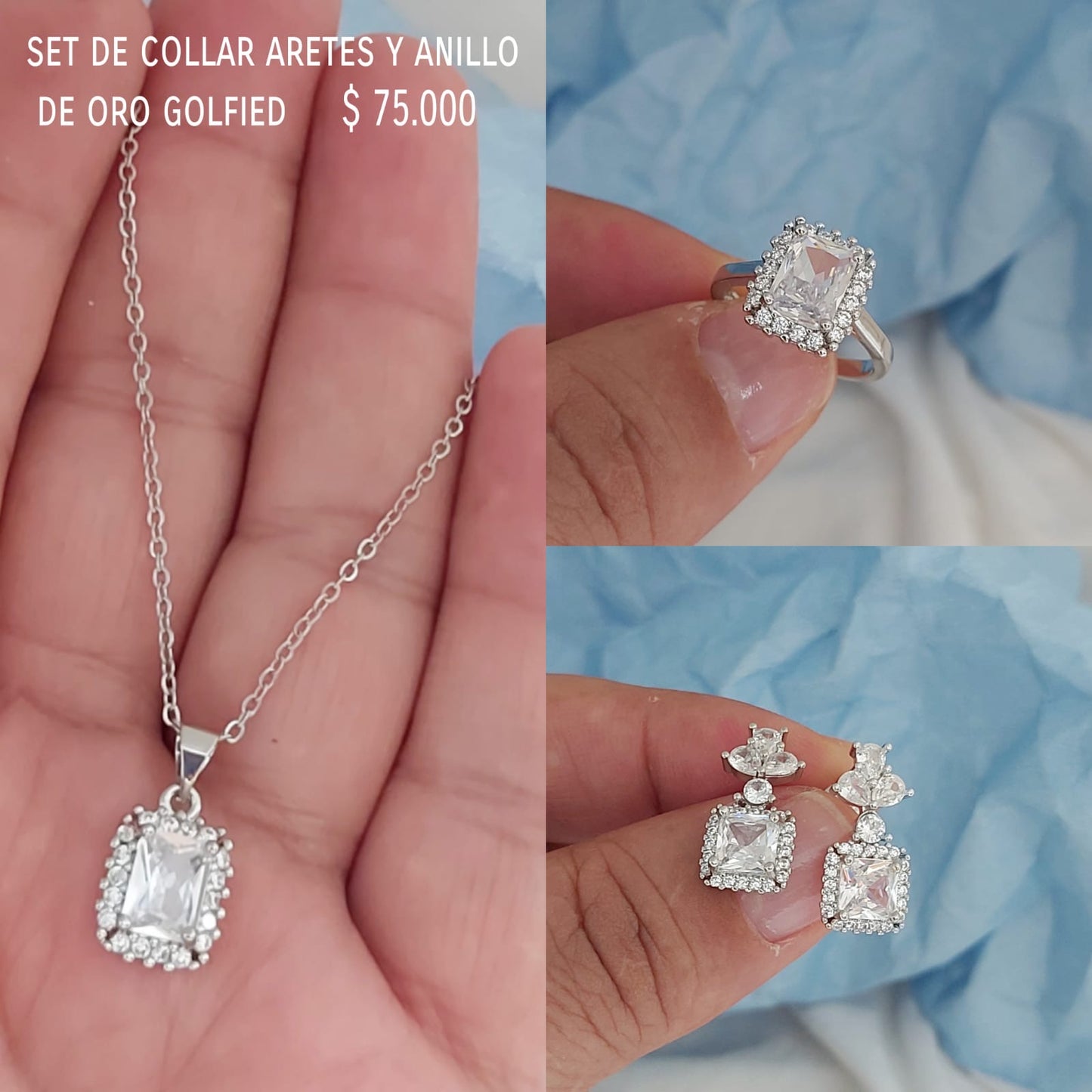 Set de collar aretes y anillo de oro golfield