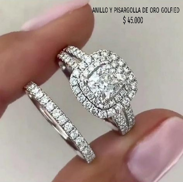 Anillo y pisargolla de oro golfield