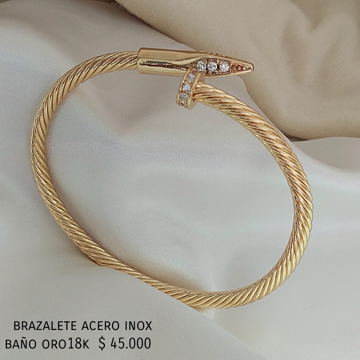 Brazalete acero inox baño oro18k