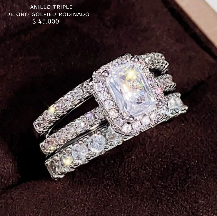 Anillo triple de oro golfield rodinado