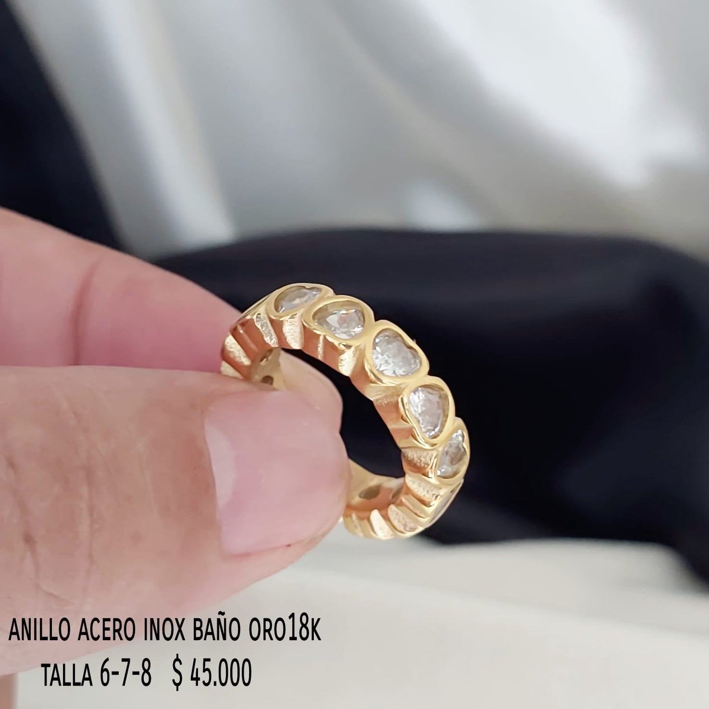 Anillo acero inox baño oro18k