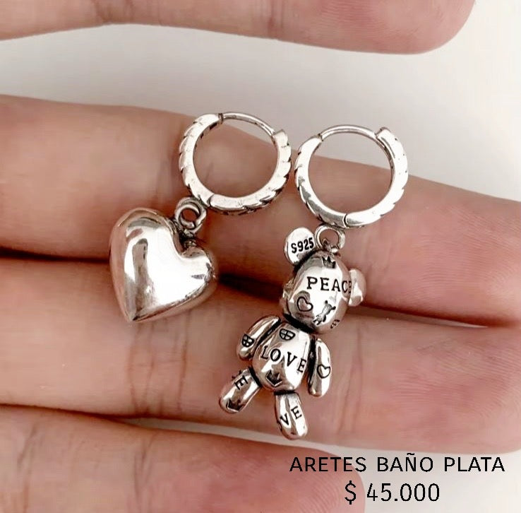 Aretes baño plata