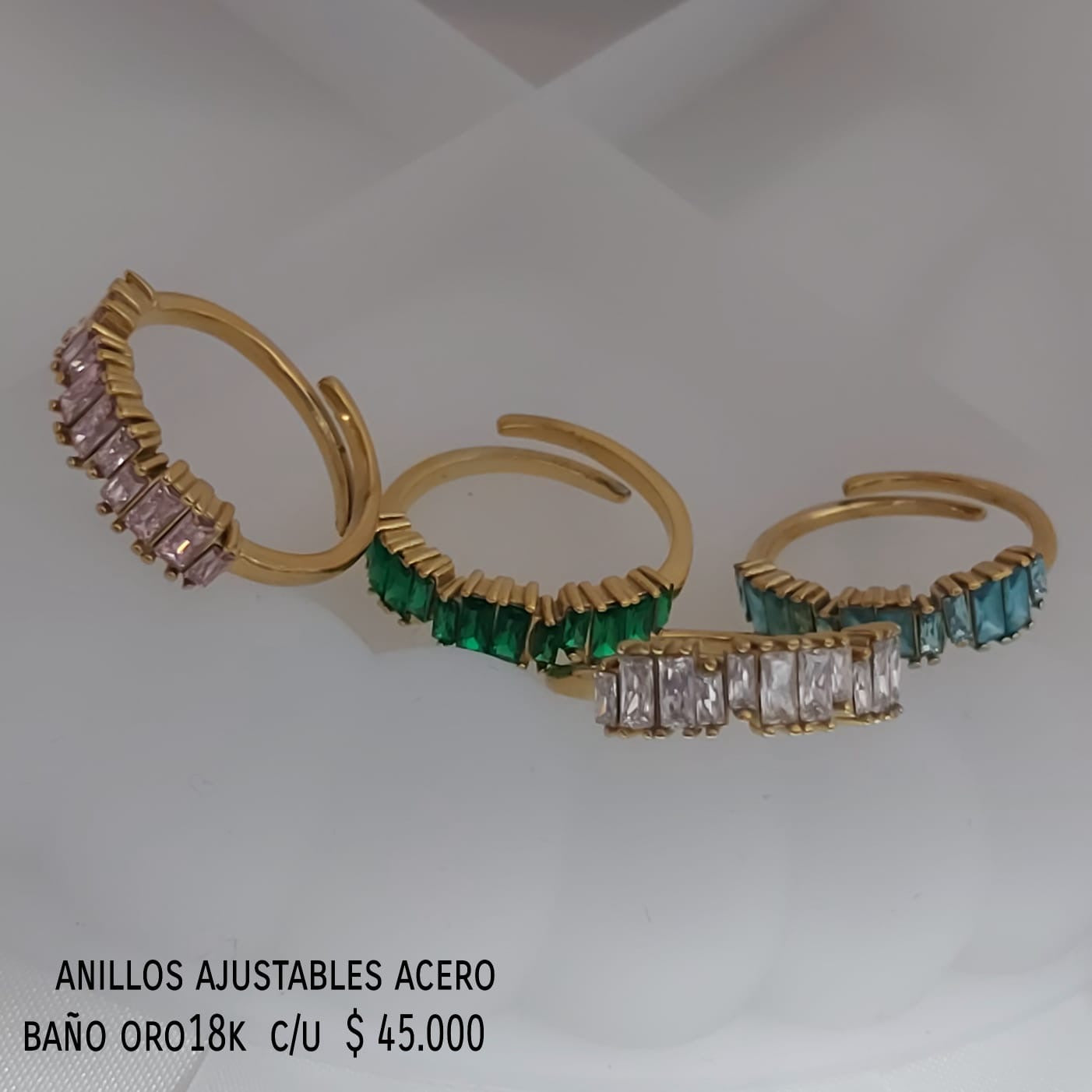 Anillo ajustable acero inox baño oro18k