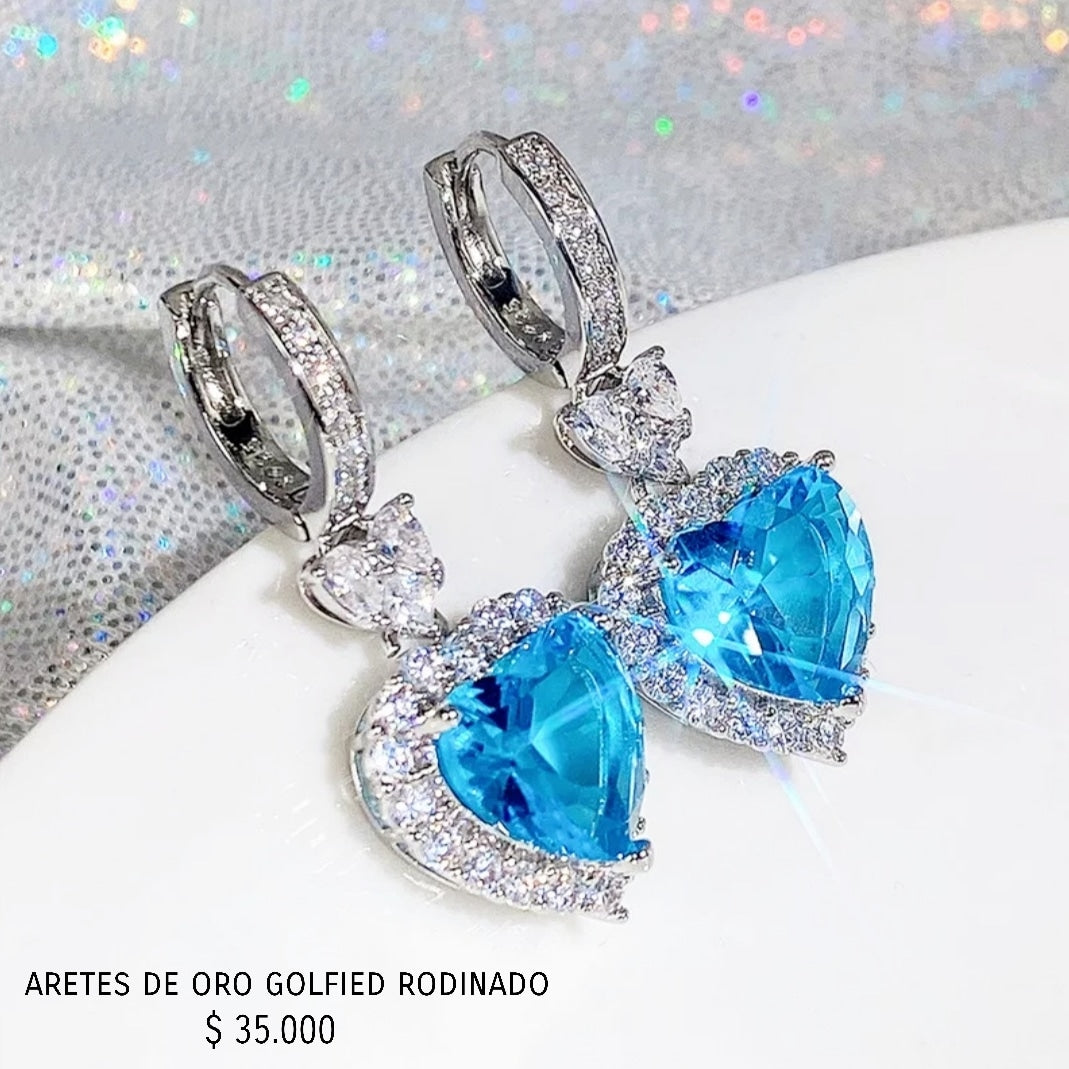 Aretes de oro golfield rodinado