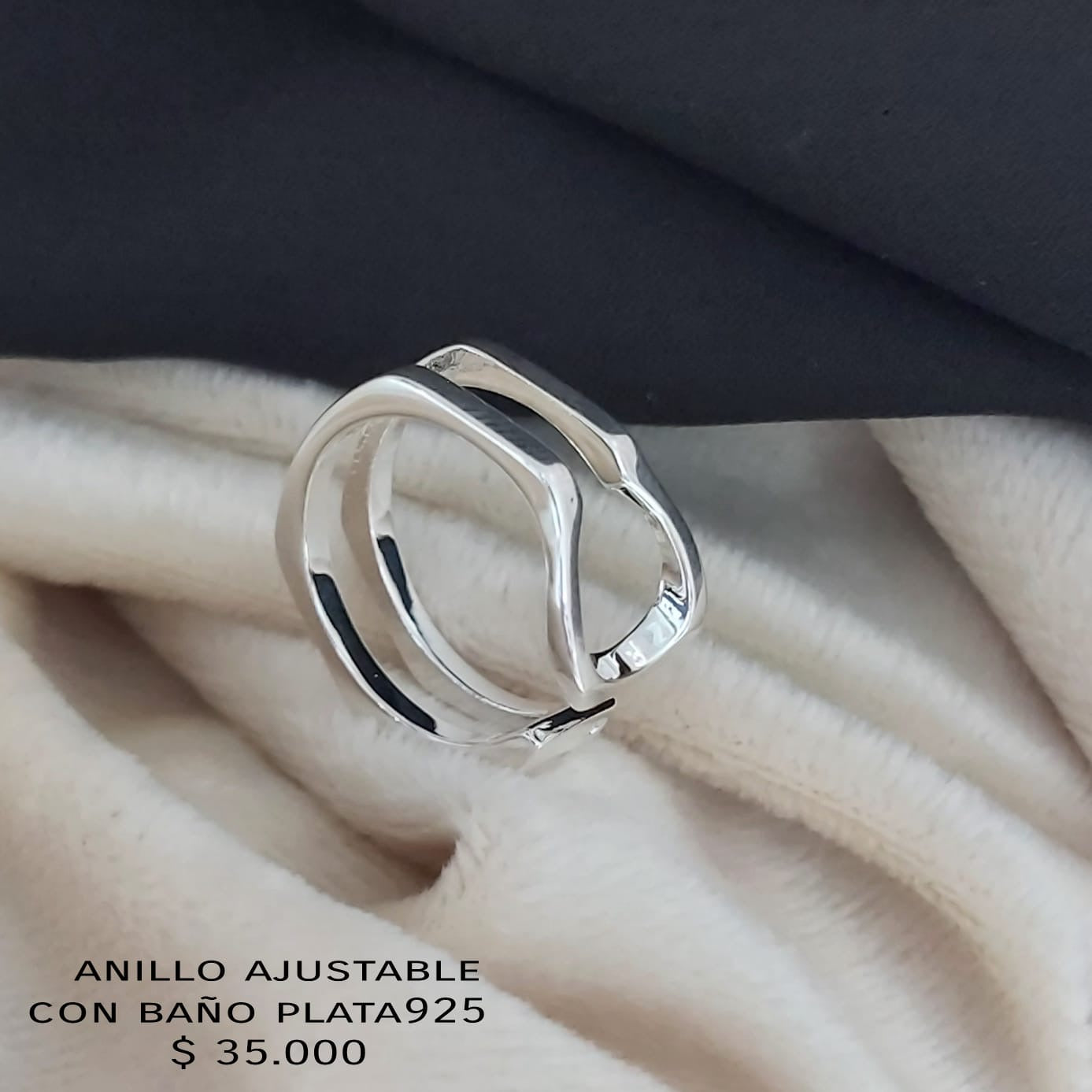 Anillo ajustable con baño de plata925
