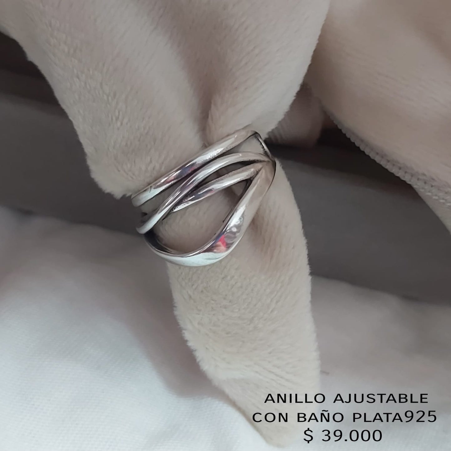 Anillo ajustable con baño plata925