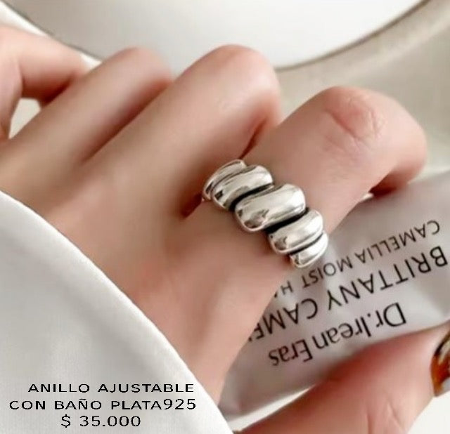 Anillo ajustable con baño de plata925