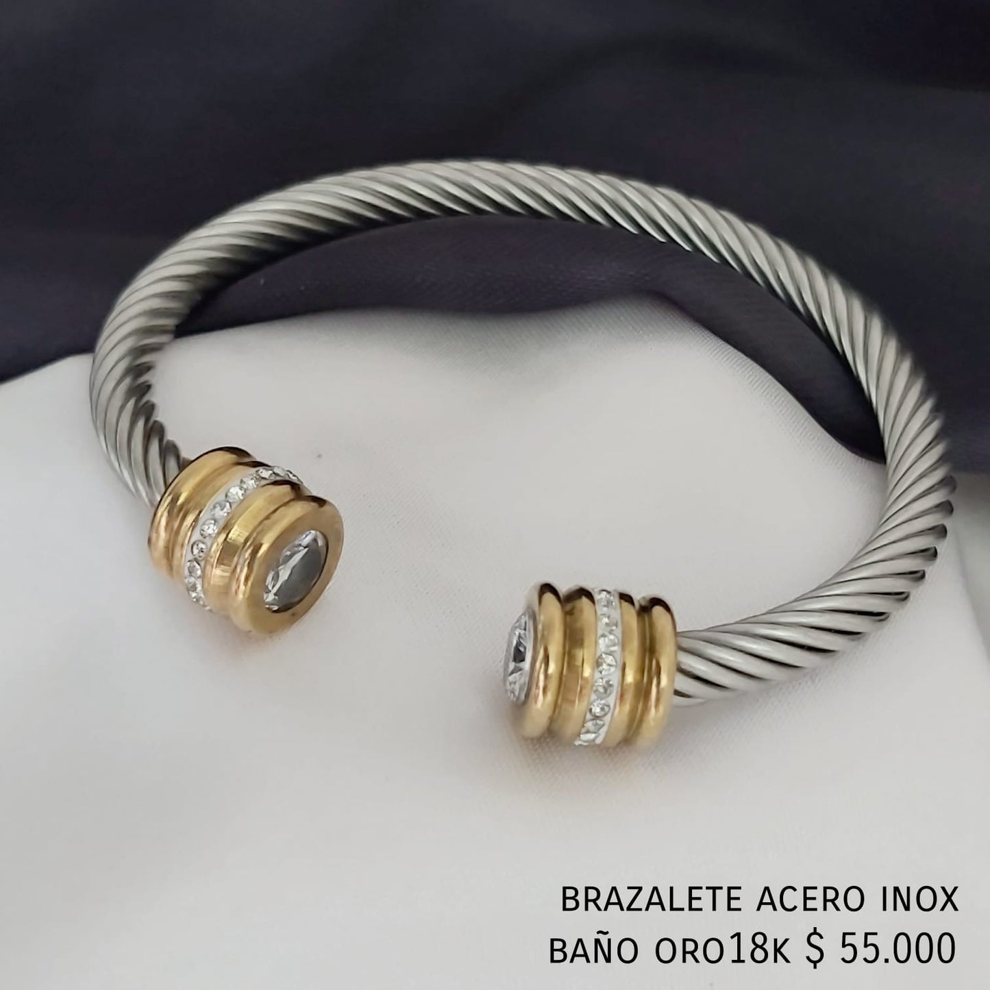 Brazalete acero inox baño oro18k