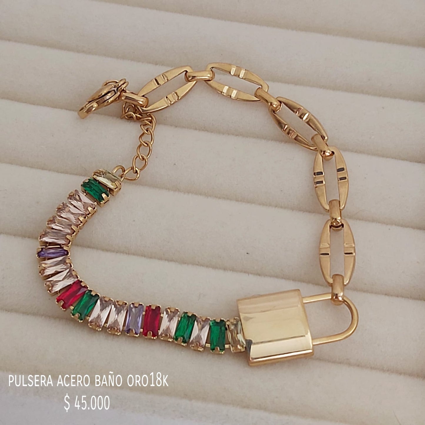 Pulsera acero baño oro18k