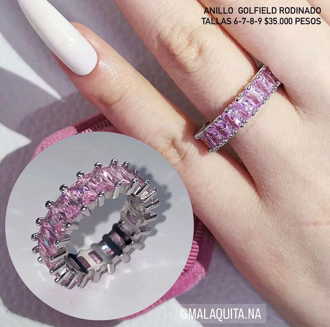 Anillo golfield rodinado con circónes