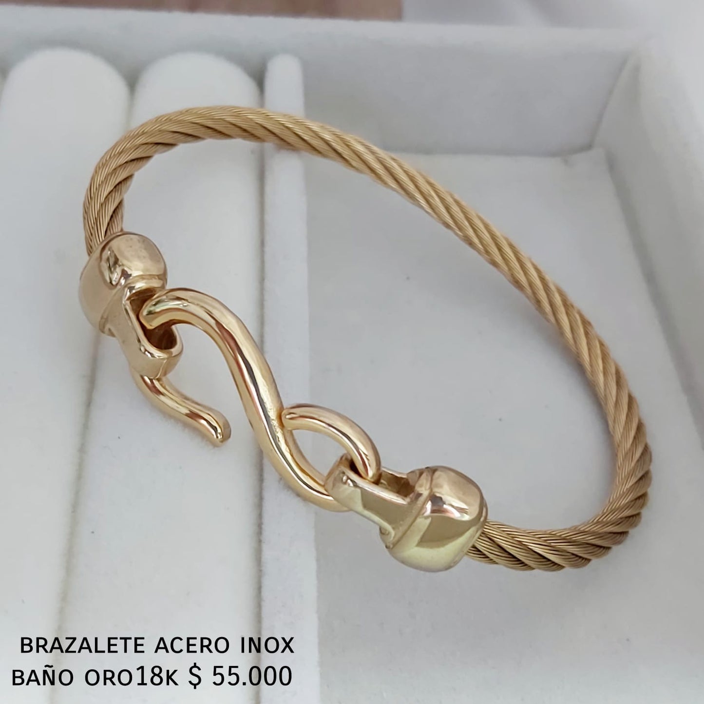 Brazalete acero inox baño oro18k