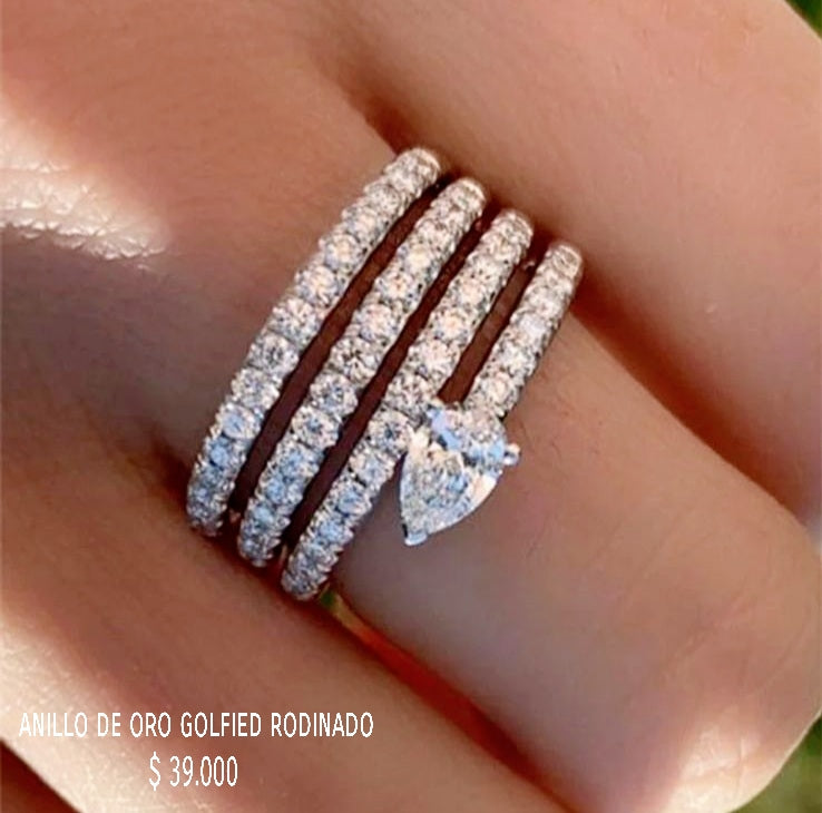Anillo de oro golfield rodinado