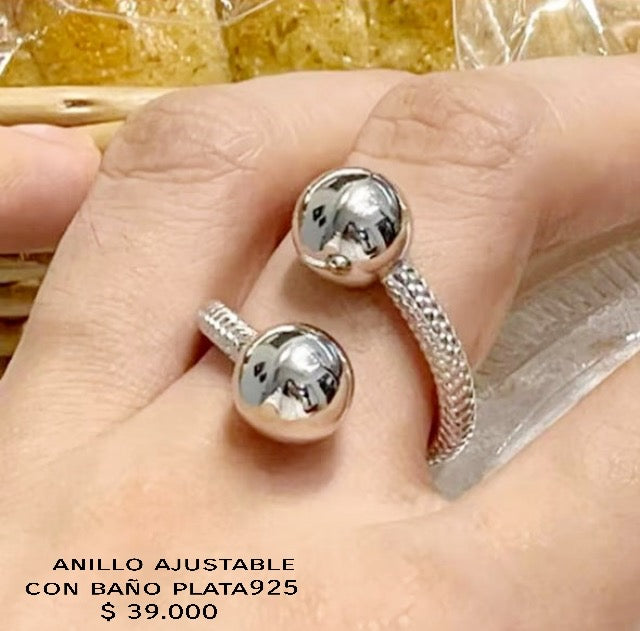 Anillo ajustable con baño plata925