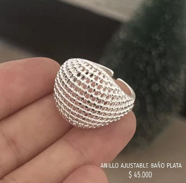 Anillo ajustable con baño plata925
