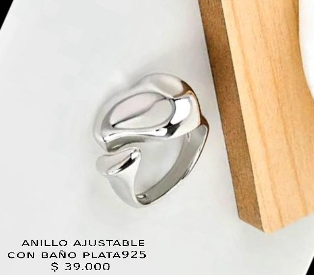 Anillo ajustable con baño plata925