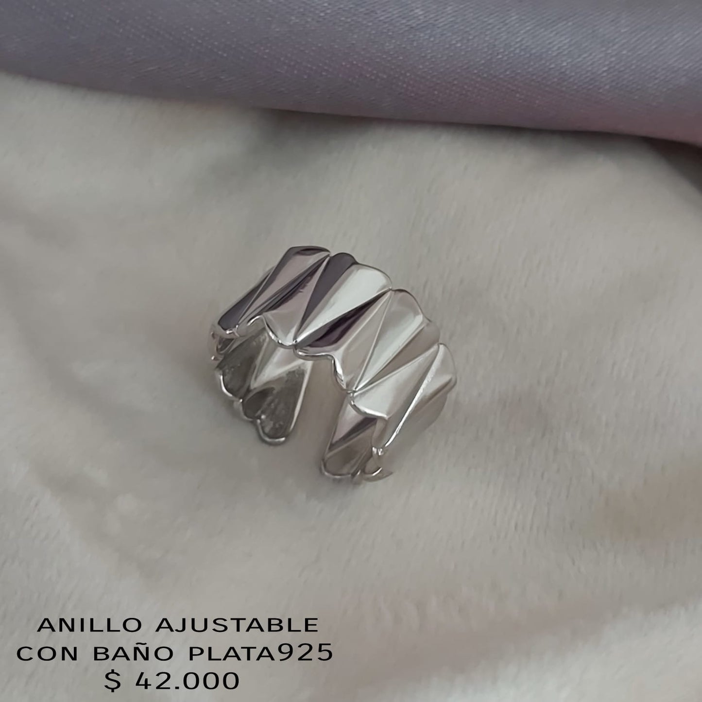 Anillo ajustable con baño plata925