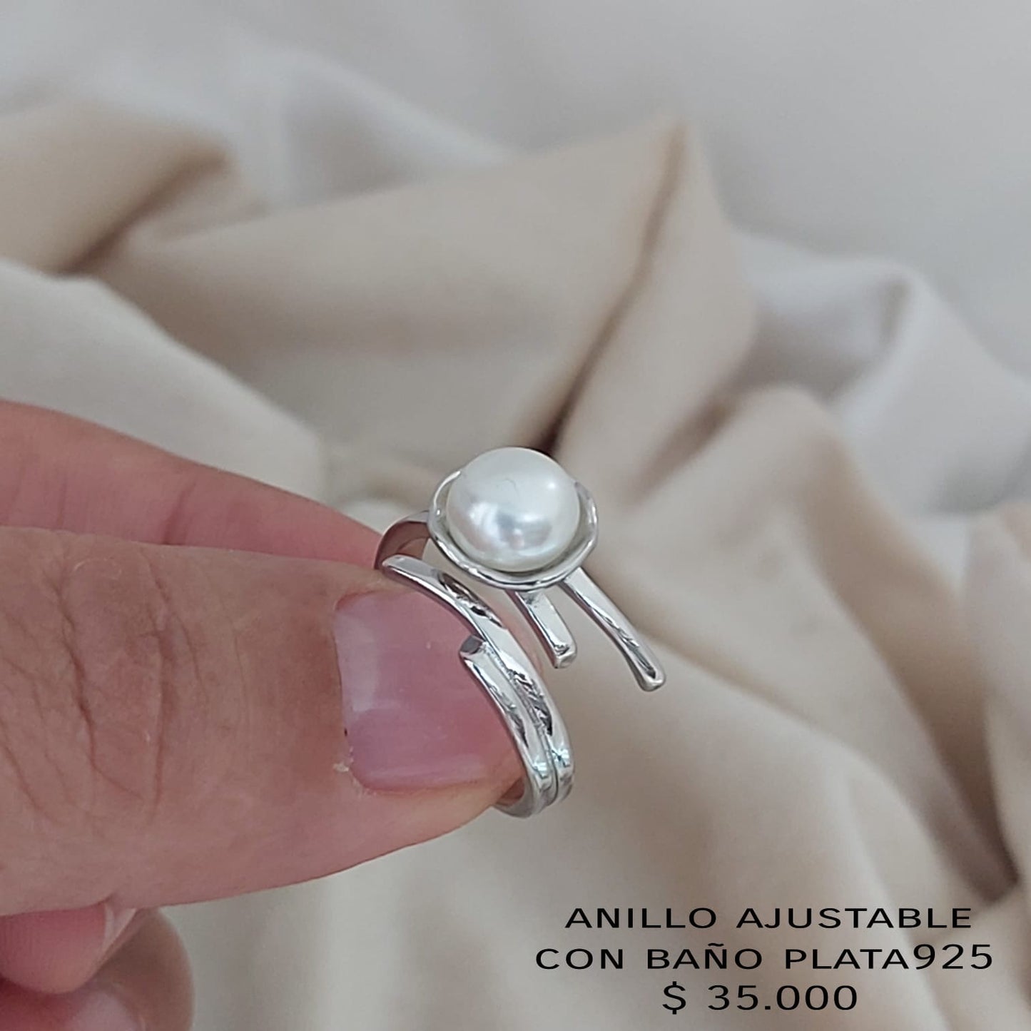 Anillo ajustable con baño plata925