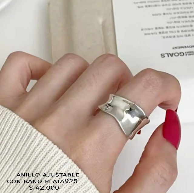 Anillo ajustable con baño plata925