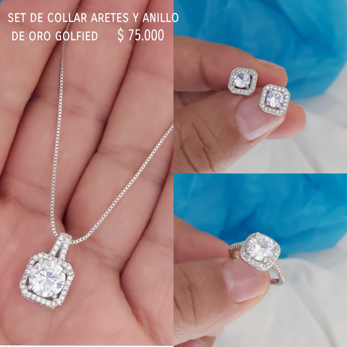 Set de collar aretes y anillo de oro golfield