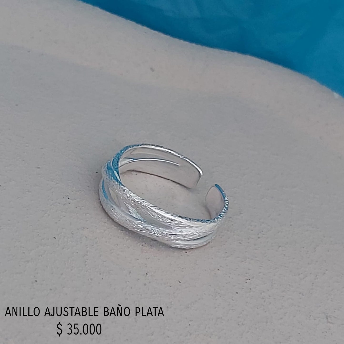 Anillo ajustable con baño plata925