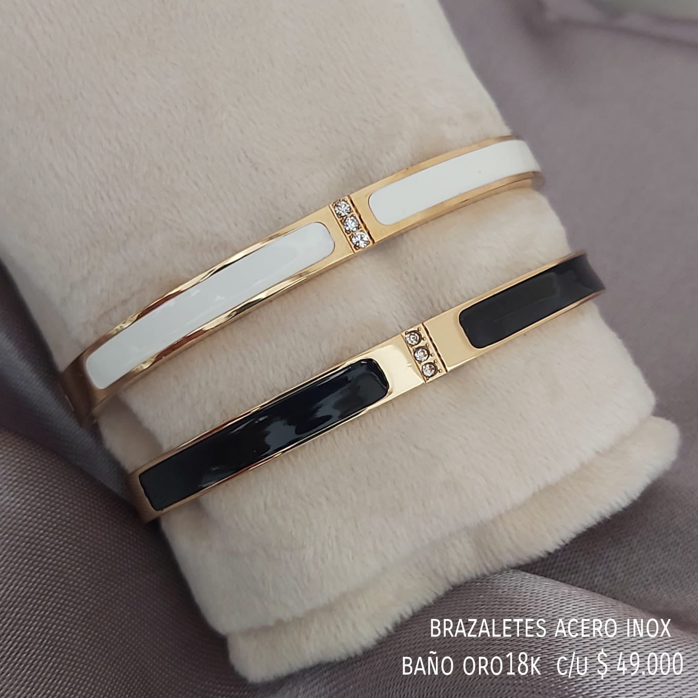 Brazalete acero inox baño oro18k