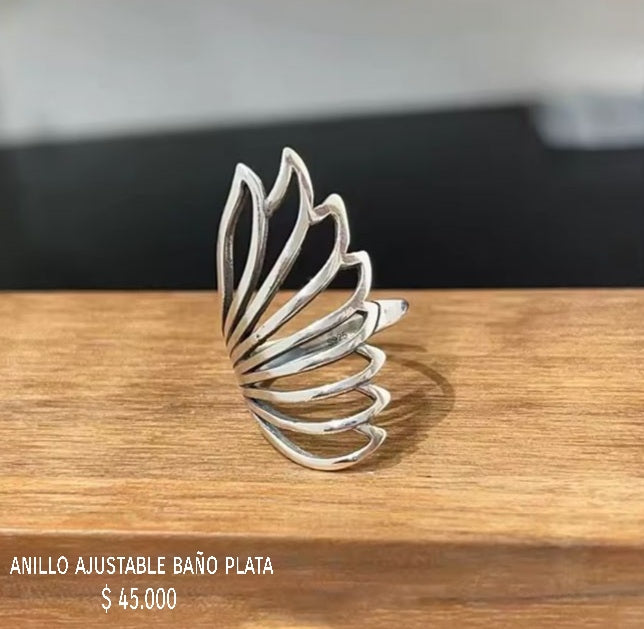 Anillo ajustable con baño plata
