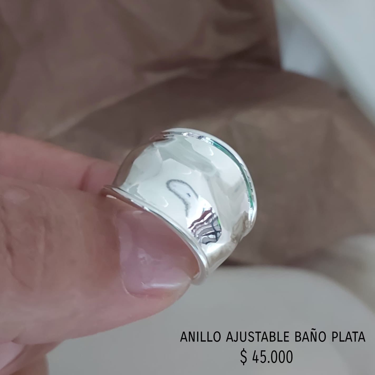Anillo ajustable con baño plata925