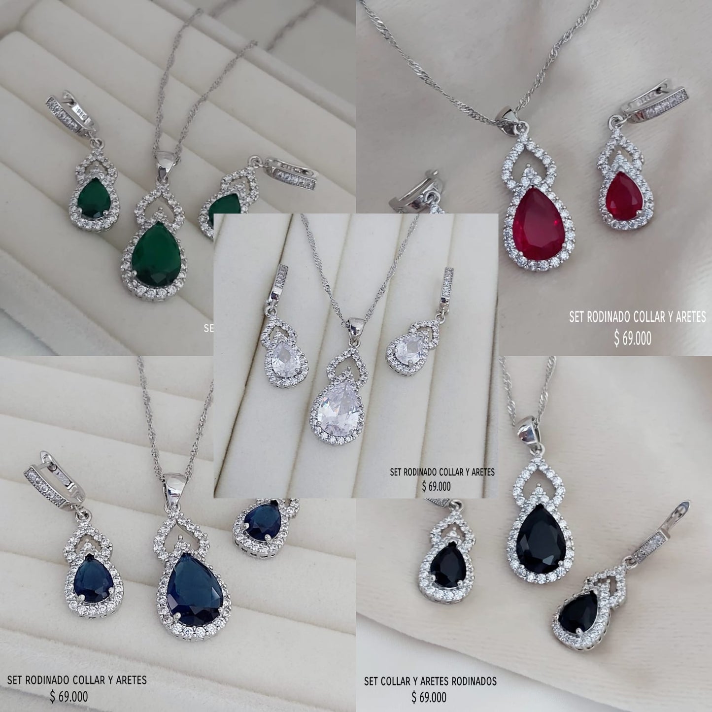Set collar y aretes rodinado