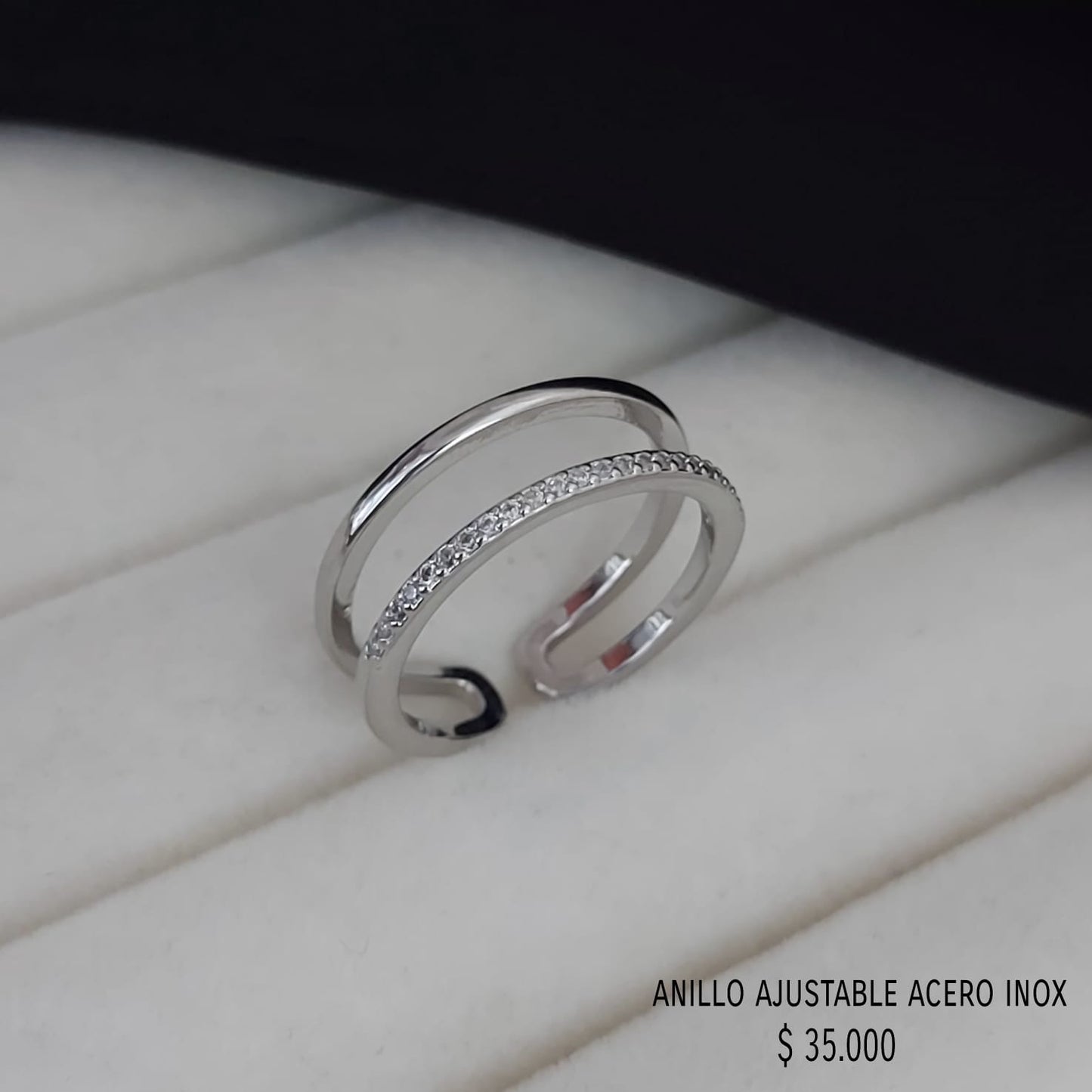 Anillo ajustable acero inox plateado