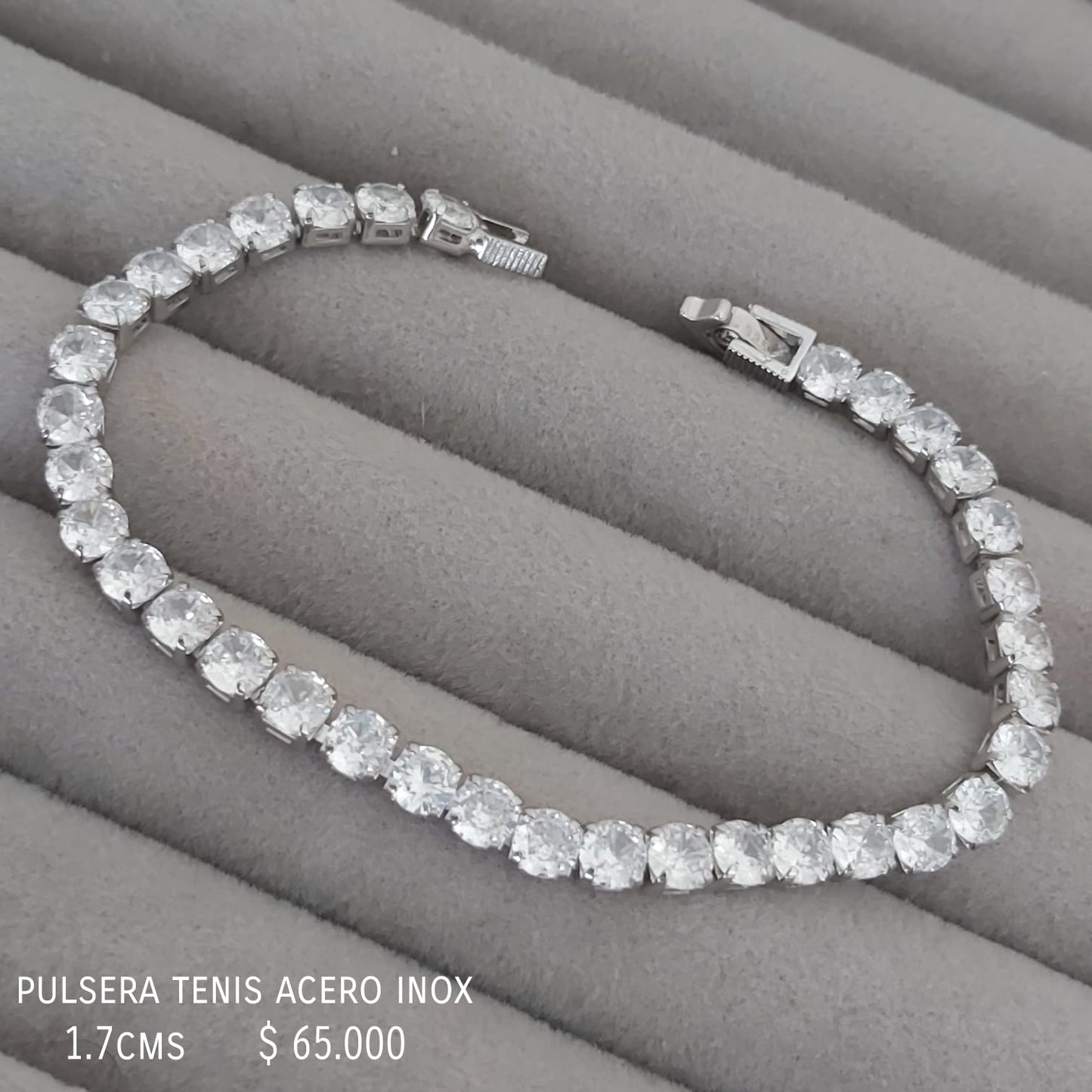 Pulsera tenis acero inox plateada