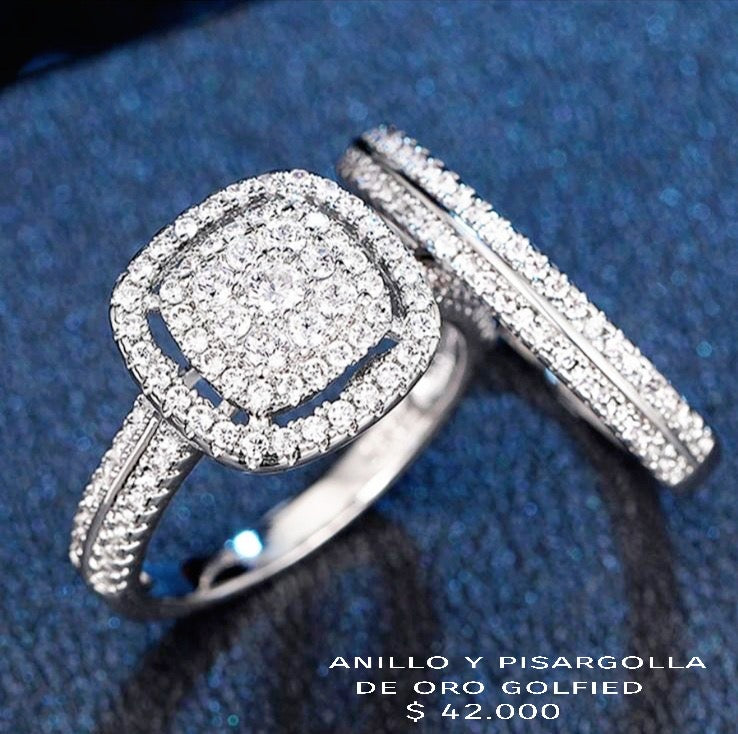 Anillo y pisargolla de oro golfied