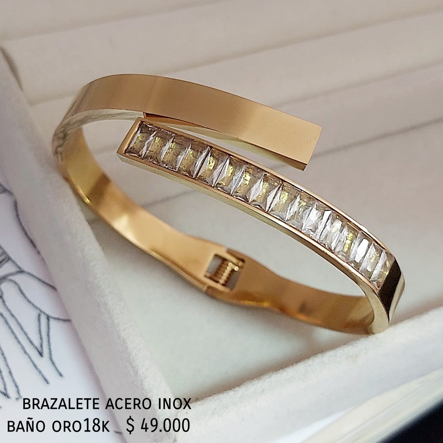 Brazalete acero inox baño oro18k