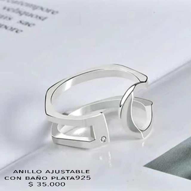 Anillo ajustable con baño de plata925