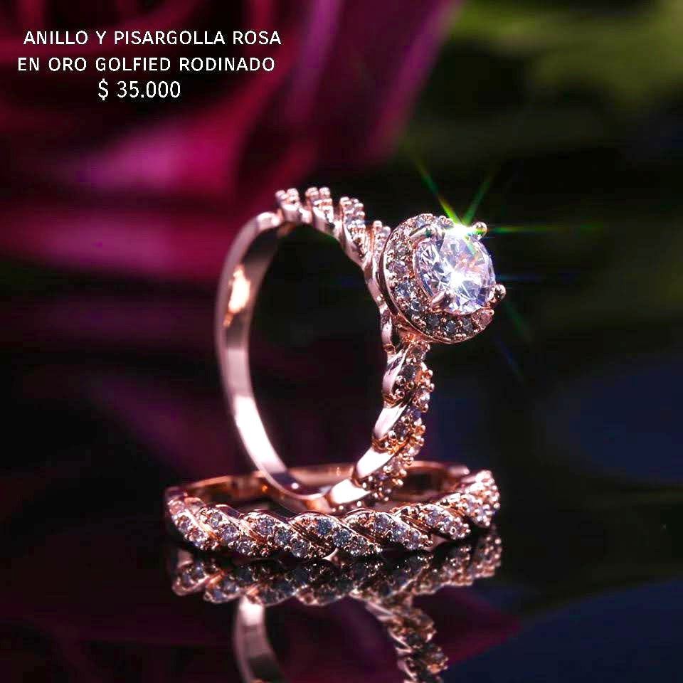 Anillo y pisargolla de oro golfield