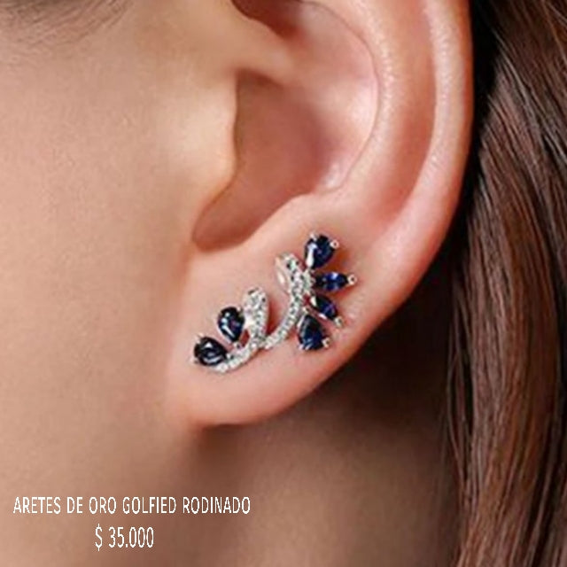 Aretes de oro golfield rodinado