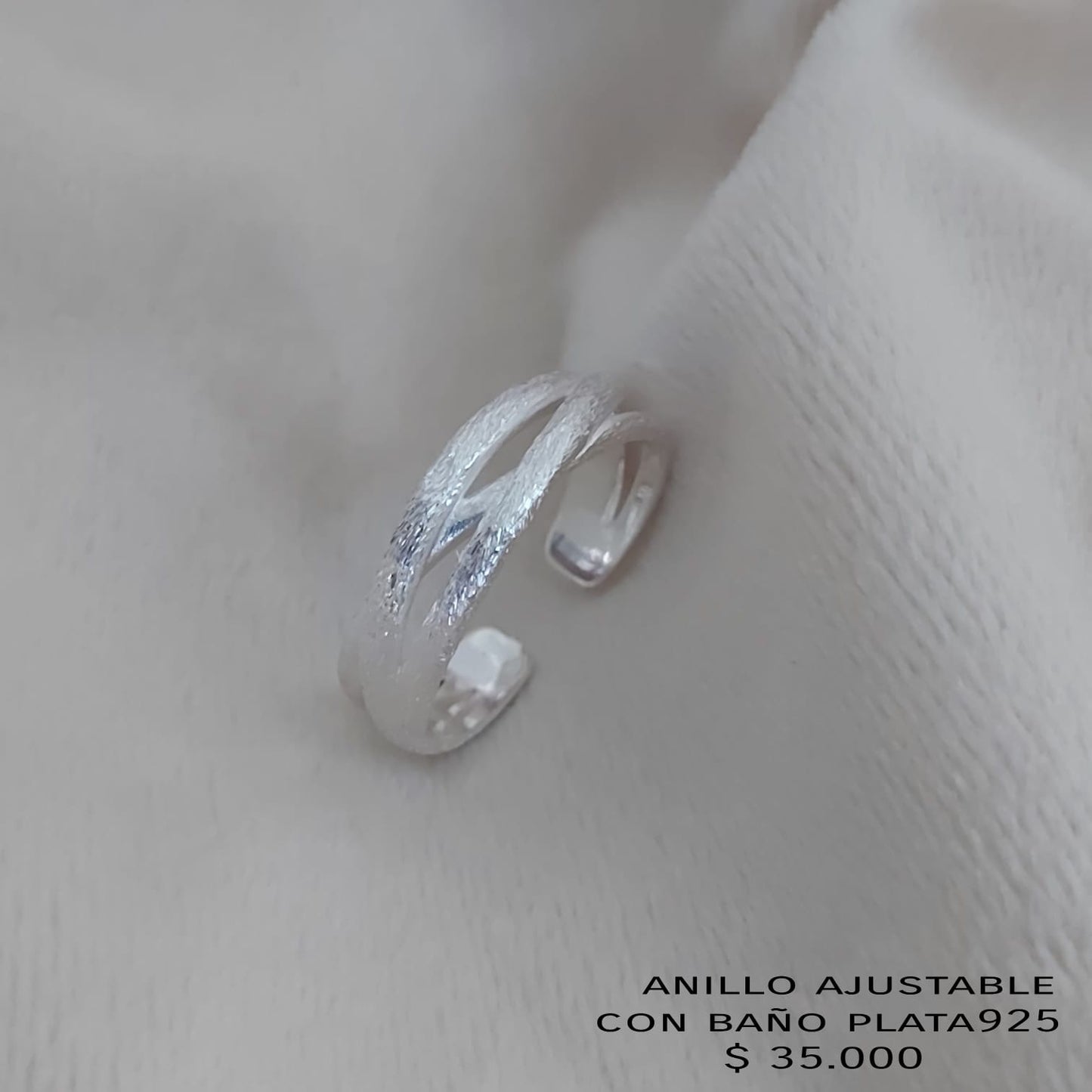 Anillo ajustable con baño plata925