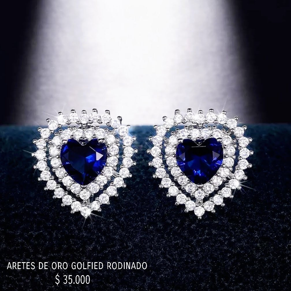 Aretes golfield rodinado con circónes