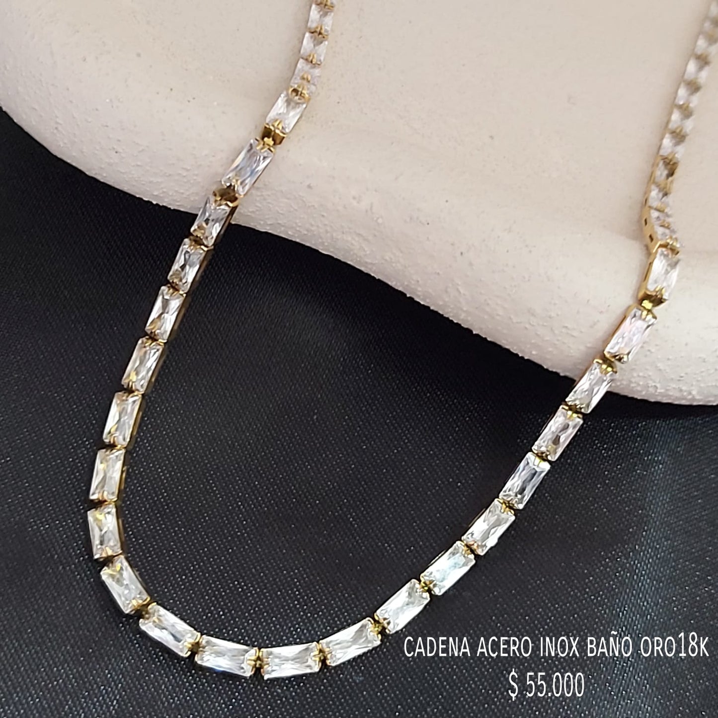 Collar acero baño oro18k