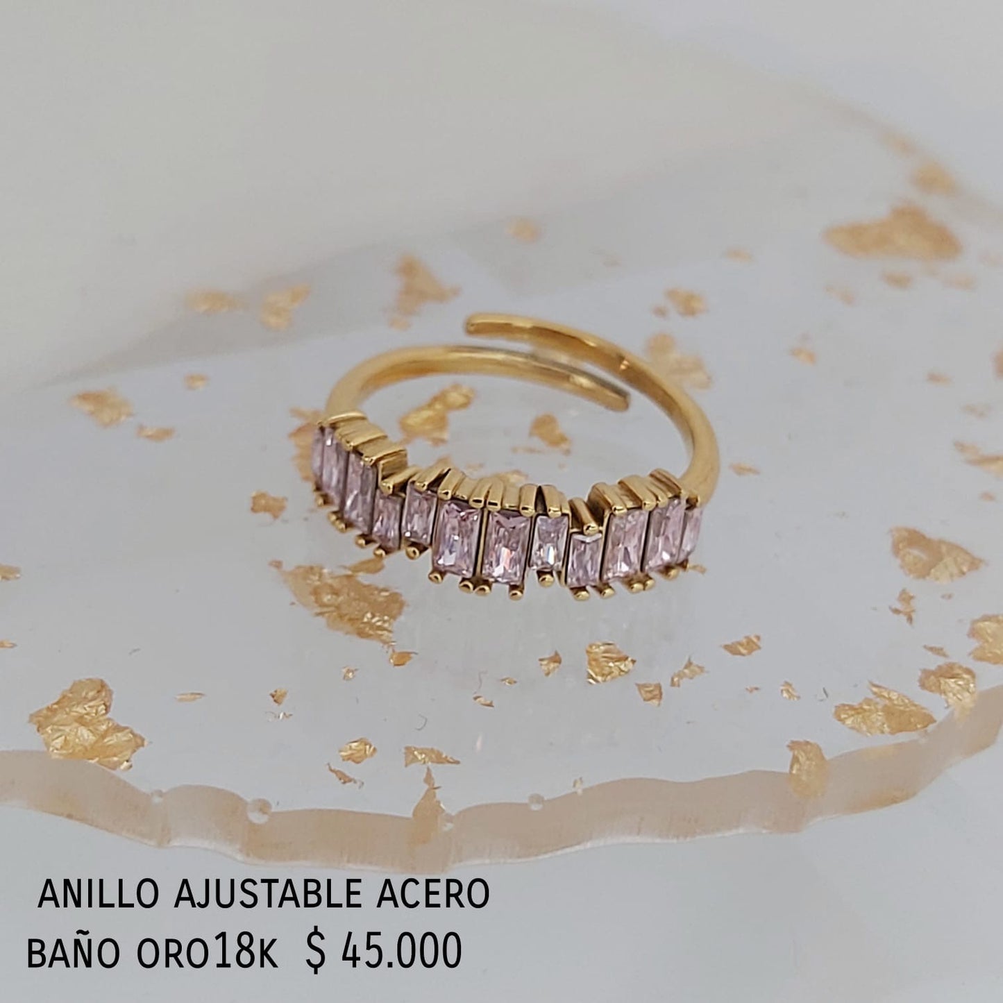 Anillo acero inox baño oro18k