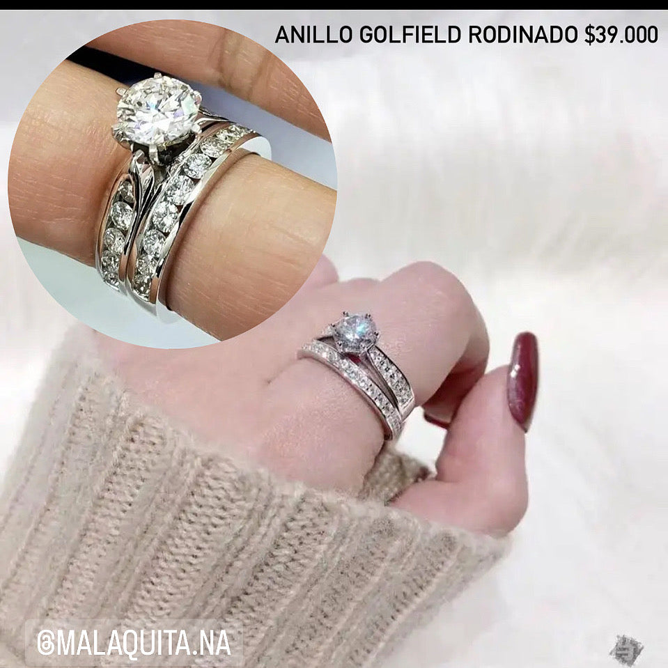 Anillo de oro golfield rodinado