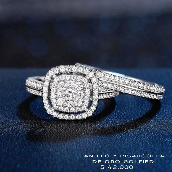 Anillo y pisargolla de oro golfied