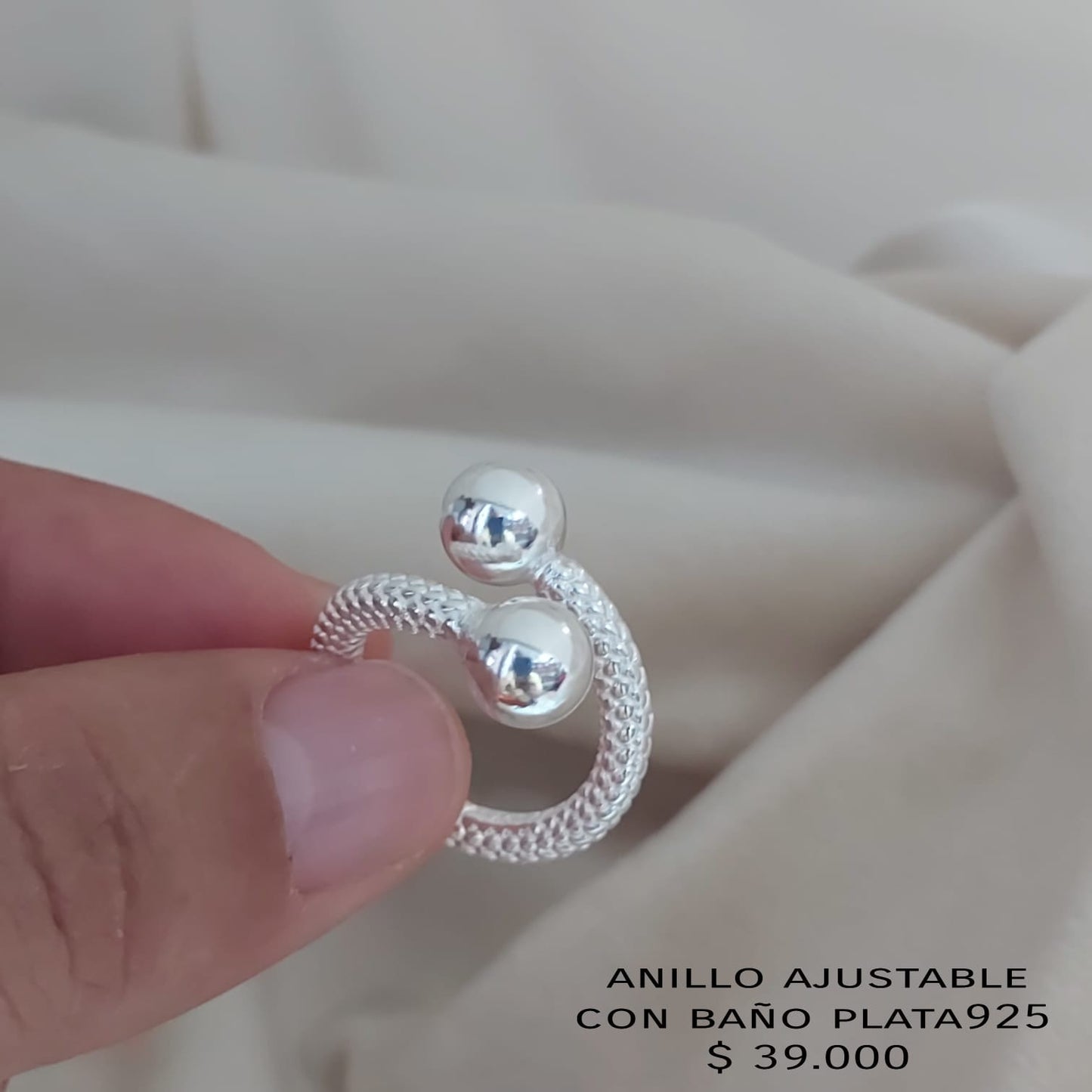 Anillo ajustable con baño plata925