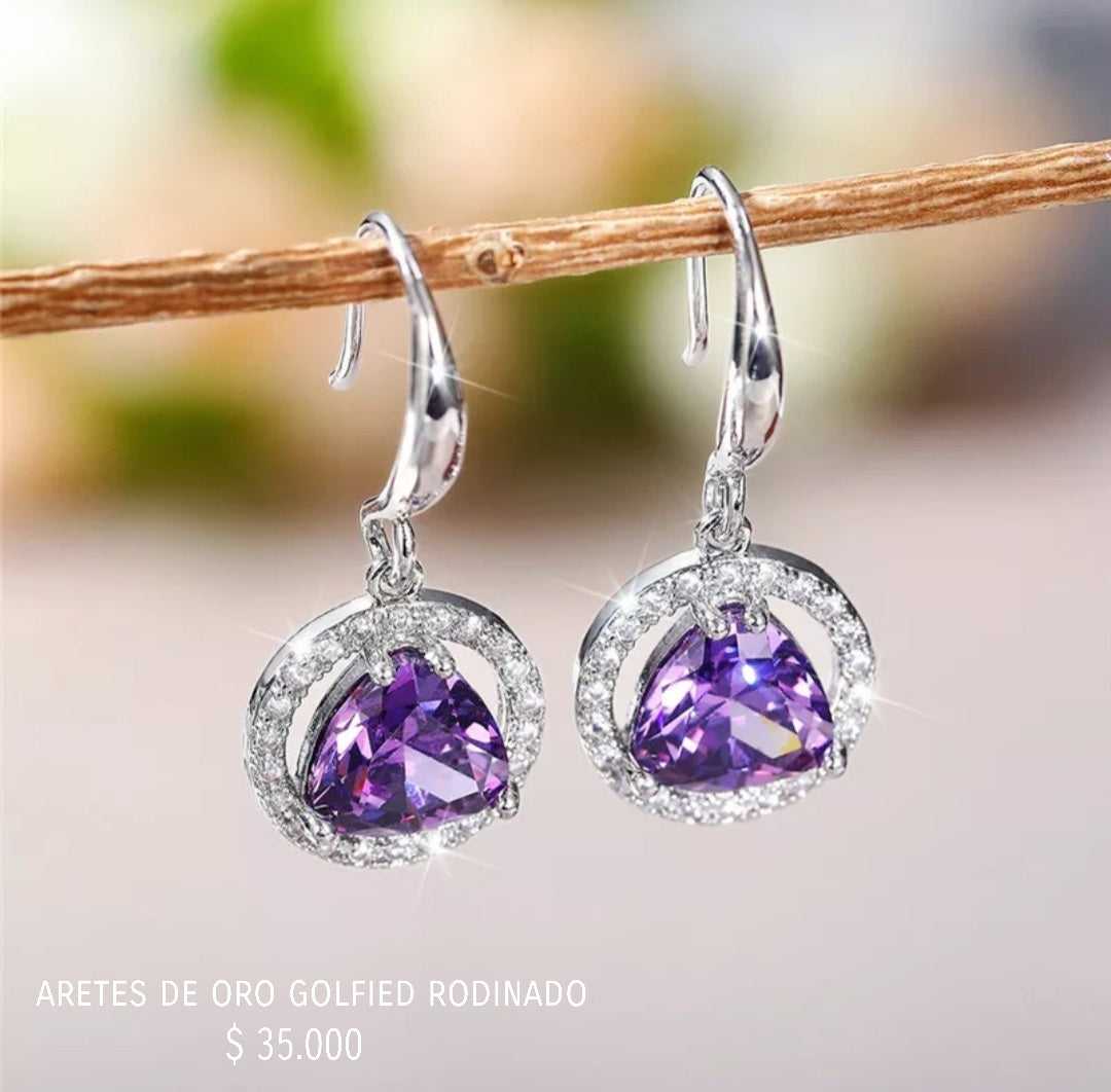 Aretes de oro golfield rodinado