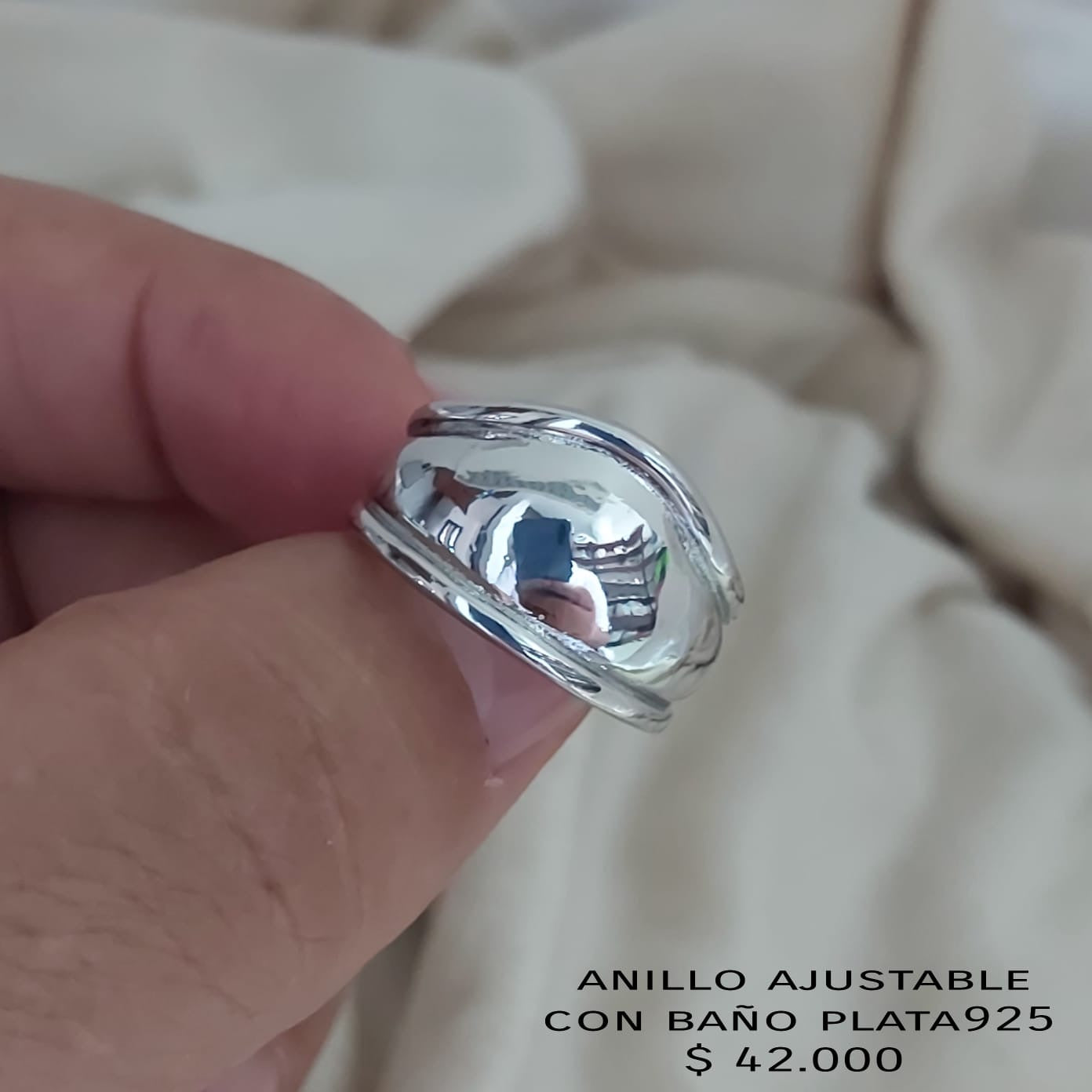 Anillo ajustable con baño plata925