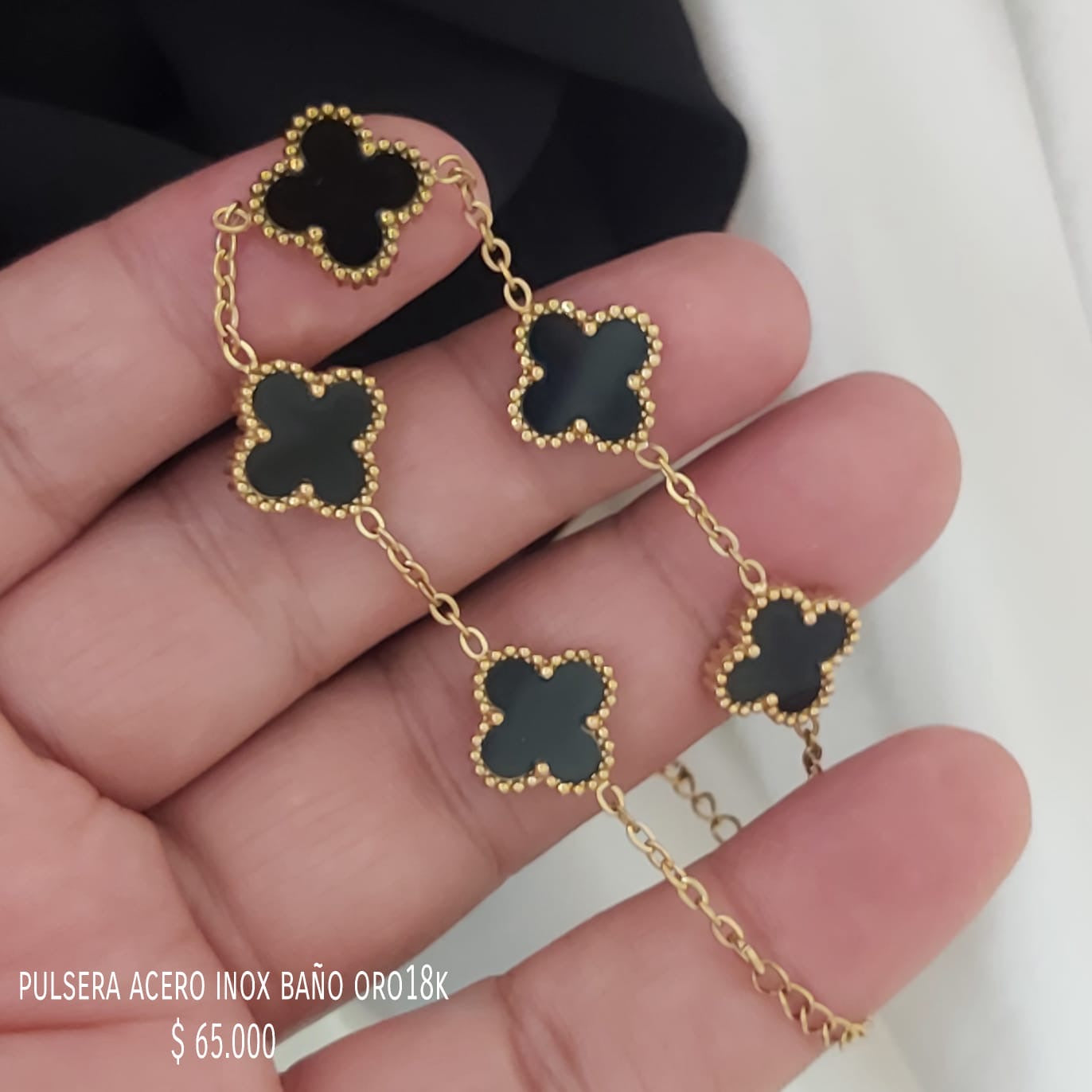 Pulsera acero inox baño oro18k