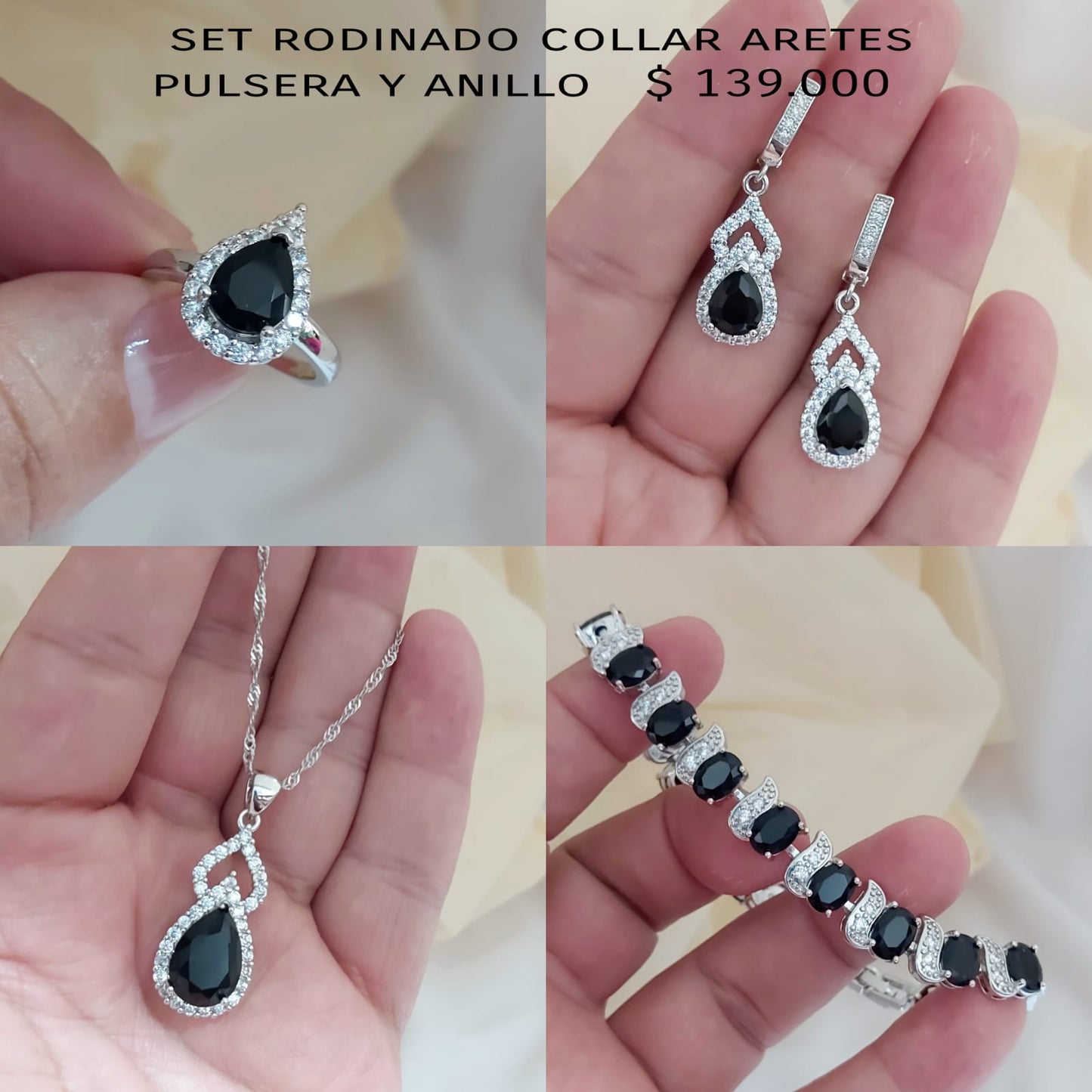 Set rodinado collar aretes pulsera y anillo